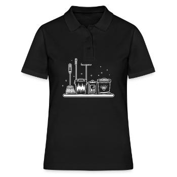 Humour faire le ménage - Polo Femme - noir - Devant - Ailine (174cm)