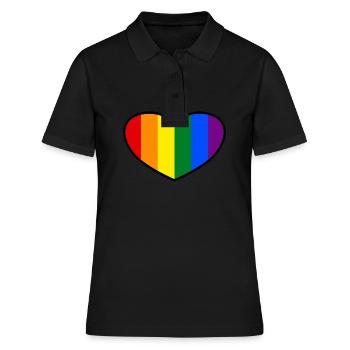 Pride Flagge Herz - Frauen Polo Shirt - Schwarz - Vorne - Ailine (174cm)