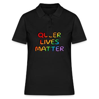 Queer lives matter LGBT Pride gay rainbow - Polo Femme - noir - Devant - Ailine (174cm)