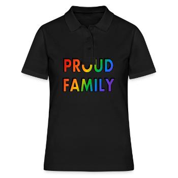 Stolze Familie - Regenbogen-Text - Frauen Polo Shirt - Schwarz - Vorne - Ailine (174cm)