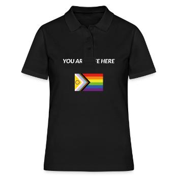 Hier sind Sie sicher inklusive Stolz - Frauen Polo Shirt - Schwarz - Vorne - Ailine (174cm)