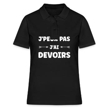 j'peux pas j'ai devoirs - Polo Femme - noir - Devant - Ailine (174cm)