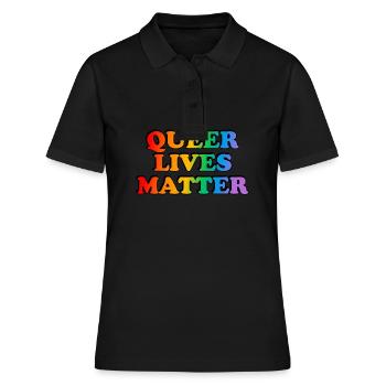 Queer lives matter LGBT Pride gay rainbow - Polo Femme - noir - Devant - Ailine (174cm)