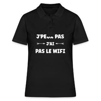 j'peux pas j'ai pas le wifi - Polo Femme - noir - Devant - Ailine (174cm)