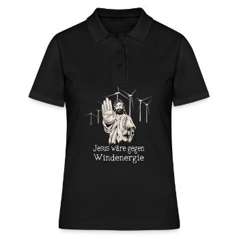 Jesus wäre gegen Windenergie - Frauen Polo Shirt - Schwarz - Vorne - Ailine (174cm)