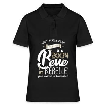 anniversaire 18 ans fille belle et rebelle 2004 - Polo Femme - noir - Devant - Ailine (174cm)