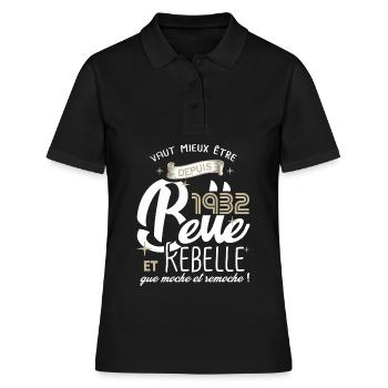 anniversaire 90 ans fille belle et rebelle 1932 - Polo Femme - noir - Devant - Ailine (174cm)