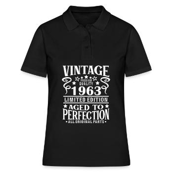 Retro Vintage 1963 Birthday 60 Years Born in 1963 - Frauen Polo Shirt - Schwarz - Vorne - Ailine (174cm)