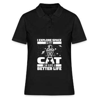 Space Space Cat Colonisation de l’espace - Polo Femme - noir - Devant - Ailine (174cm)