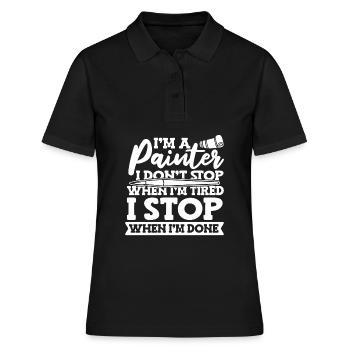 peintre peintre humour - Polo Femme - noir - Devant - Ailine (174cm)