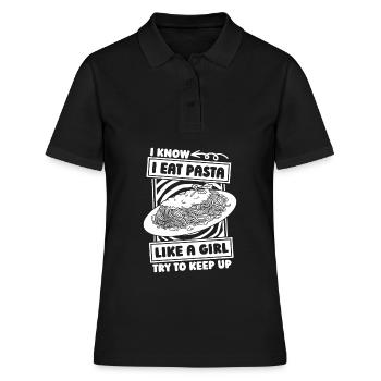 Pasta Mädchen - Frauen Polo Shirt - Schwarz - Vorne - Ailine (174cm)