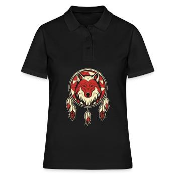 Loup Attrape-rêves Loup et un attrape-rêves - Polo Femme - noir - Devant - Ailine (174cm)