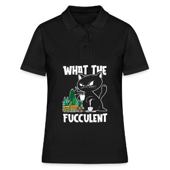 Hobbygärtner Garten Saftig Gartenkatze - Frauen Polo Shirt - Schwarz - Vorne - Ailine (174cm)