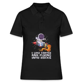 Space Space Coffee Astroid Diversion - Polo Femme - noir - Devant - Ailine (174cm)