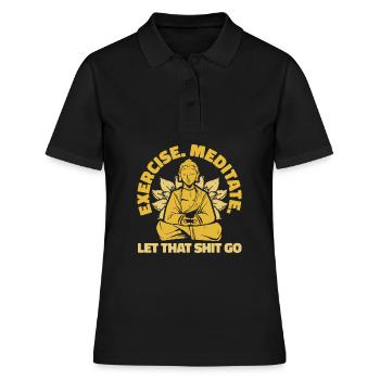 Buddha Buddhist Lustig - Frauen Polo Shirt - Schwarz - Vorne - Ailine (174cm)