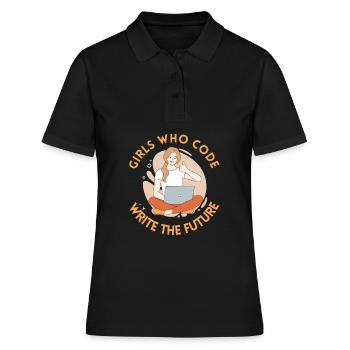 Développeur Coder Programmeur Girl - Polo Femme - noir - Devant - Ailine (174cm)