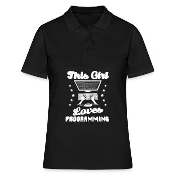 Développeur Coder Programmeur Girl - Polo Femme - noir - Devant - Ailine (174cm)