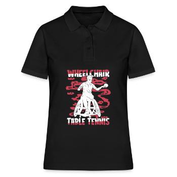 Tischtennis Pingpong Rollstuhl - Frauen Polo Shirt - Schwarz - Vorne - Ailine (174cm)