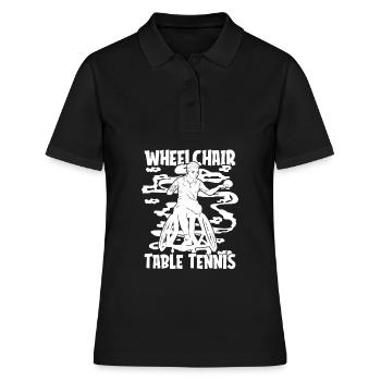 Tischtennis Pingpong Rollstuhl - Frauen Polo Shirt - Schwarz - Vorne - Ailine (174cm)
