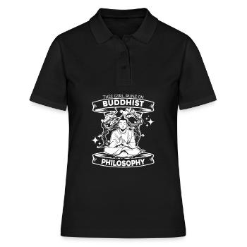 Bouddha bouddhiste drôle - Polo Femme - noir - Devant - Ailine (174cm)