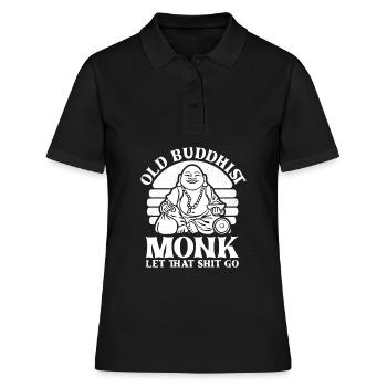Buddha Buddhist Mönch - Frauen Polo Shirt - Schwarz - Vorne - Ailine (174cm)