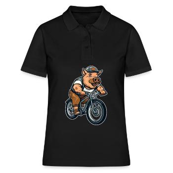 Porc Porc Éleveur Vélo - Polo Femme - noir - Devant - Ailine (174cm)