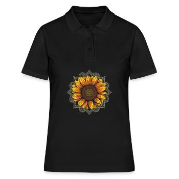 Tournesol Mandala Inspiration Zen - Polo Femme - noir - Devant - Ailine (174cm)