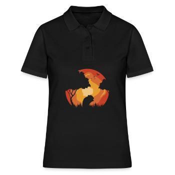 Cochon d'Inde coucher de soleil sur cochon d'Inde - Polo Femme - noir - Devant - Ailine (174cm)