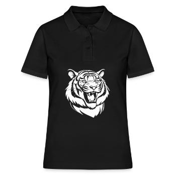 Tiger Lächelnd - Frauen Polo Shirt - Schwarz - Vorne - Ailine (174cm)