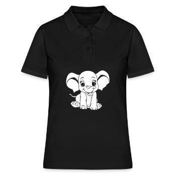 Elefant Lächelnd - Frauen Polo Shirt - Schwarz - Vorne - Ailine (174cm)