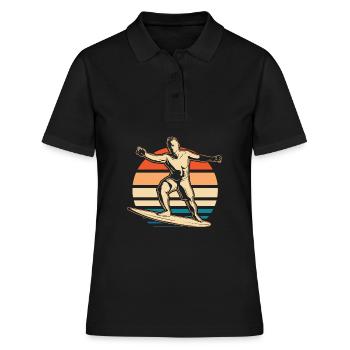Surfer Surfen - Frauen Polo Shirt - Schwarz - Vorne - Ailine (174cm)