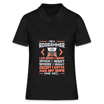 Développeur, Codeur, Programmeur - Polo Femme - noir - Devant - Ailine (174cm)