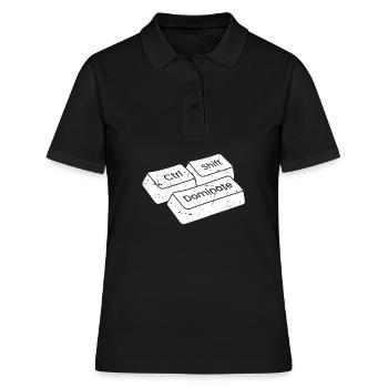 Gamer Gaming Raccourcis clavier Ctrl Alt Défaite - Polo Femme - noir - Devant - Ailine (174cm)
