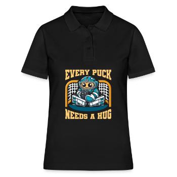 Eishockey Torwart Torwart Puck - Frauen Polo Shirt - Schwarz - Vorne - Ailine (174cm)
