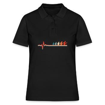 Tischtennis Pingpong Ekg Heartbeat - Frauen Polo Shirt - Schwarz - Vorne - Ailine (174cm)