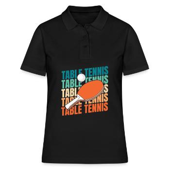 Tischtennis Pingpong - Frauen Polo Shirt - Schwarz - Vorne - Ailine (174cm)