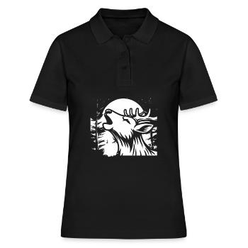 Hirsch Moon Howling - Frauen Polo Shirt - Schwarz - Vorne - Ailine (174cm)