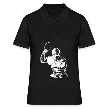 Tischtennis Pingpong Tischtennis Ninja - Frauen Polo Shirt - Schwarz - Vorne - Ailine (174cm)