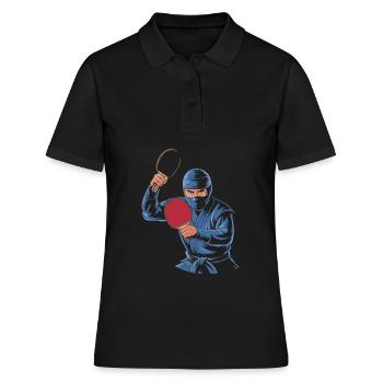 Tischtennis Pingpong Tischtennis Ninja - Frauen Polo Shirt - Schwarz - Vorne - Ailine (174cm)