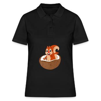 Squirrel and Nut Hazelnut Tree Nut Acorn - Women's Polo Shirt - black - Front - Ailine (174cm)