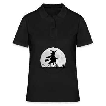 Hexe Zauberei Hexerei Halloween Besen - Frauen Polo Shirt - Schwarz - Vorne - Ailine (174cm)