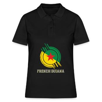 Französisch-Guayana Runder Schild Landesfarben - Frauen Polo Shirt - Schwarz - Vorne - Ailine (174cm)