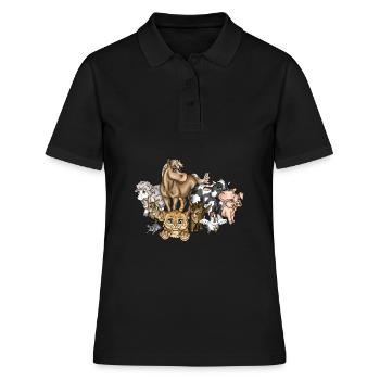 Animaux de ferme animaux ferme animaux amoureux illustration dessin animé - Polo Femme - noir - Devant - Ailine (174cm)