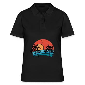 Palmiers / plage / coucher de soleil / fête sur la plage - Polo Femme - noir - Devant - Ailine (174cm)