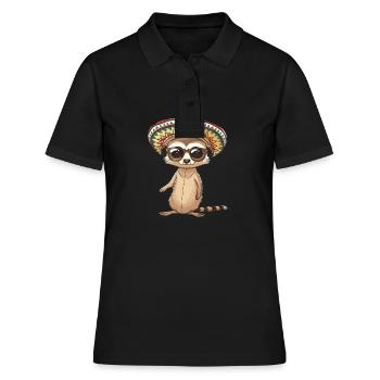 Suricate Drôle Sombrero - Polo Femme - noir - Devant - Ailine (174cm)