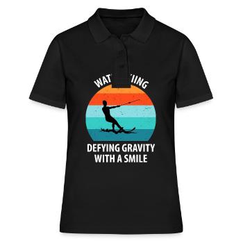 Ski nautique, ski nautique, skieurs nautiques - Polo Femme - noir - Devant - Ailine (174cm)