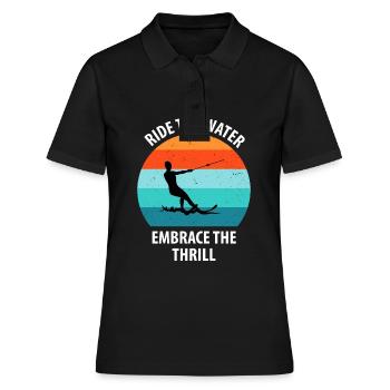 Ski nautique, ski nautique, skieurs nautiques - Polo Femme - noir - Devant - Ailine (174cm)