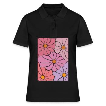 Boho Flora Blumen - Frauen Polo Shirt - Schwarz - Vorne - Ailine (174cm)