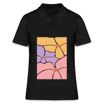 Boho Flora Blumen - Frauen Polo Shirt - Schwarz - Vorne - Ailine (174cm)