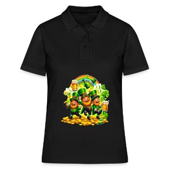 Lutin-arc-en-ciel (Lutin-du-Irlandais - Polo Femme - noir - Devant - Ailine (174cm)